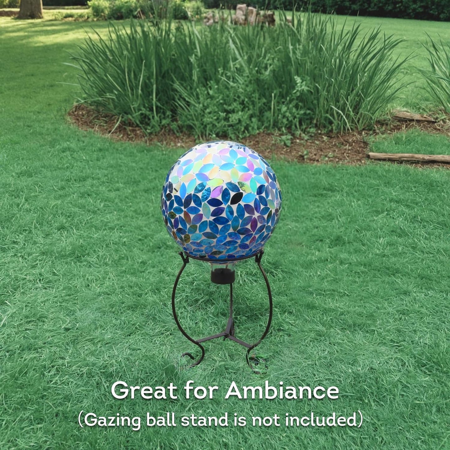 Lily's Home 10" Mosaic Gazing Ball for The Garden, Patio, and Courtyard. Indoor/Outdoor Glass Gazing Globe Yard Decoration. Vibrant Colores and Ideal Lawn décor and Gift.
