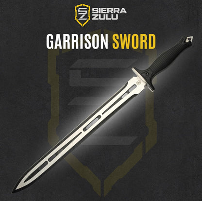Sierra Zulu Garrison Sword - 7CR13 Stainless Steel Blade, 27.0 inches Overall, 19.5” Blade with Two Tone Powder Coated Finish - Glass Fiber Handle, Tactical Nylon Sheath with Reversible Wear Strap