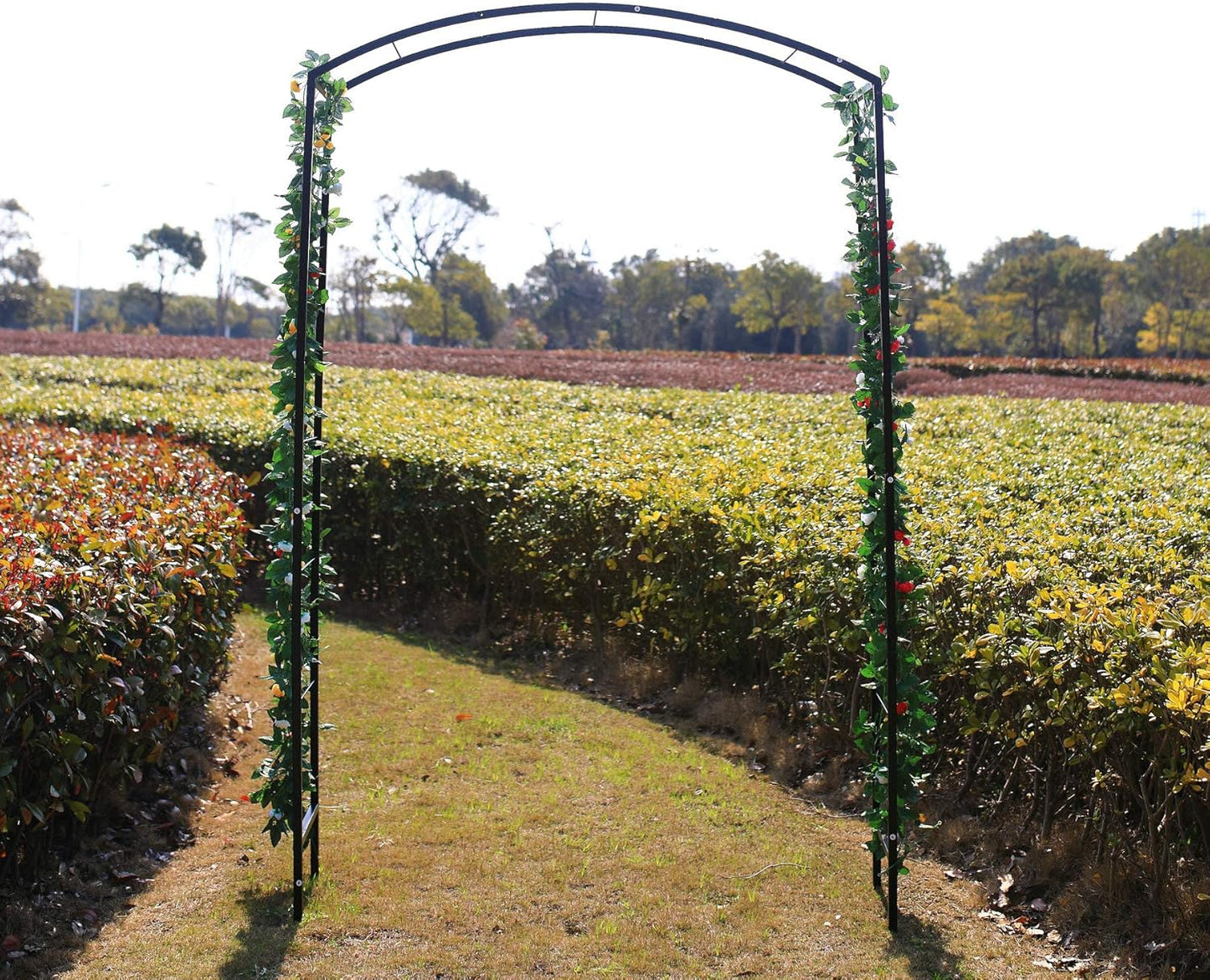 Steel Garden Arch, 7'2" High x 4'7" Wide, Garden Arbor for Various Climbing Plant, Outdoor Garden Lawn Backyard