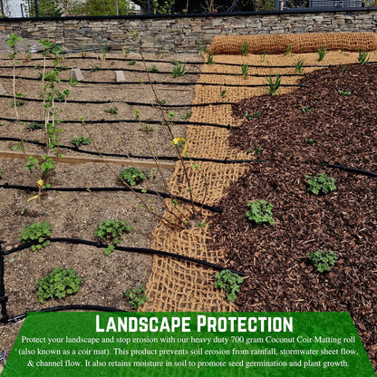 Farm Plastic Supply - 100% Biodegradable Coir Mat - 6' x 164' - 700 Gram Coir Matting Roll, Erosion Control Blanket, Coconut Coir Mat, Coconut Erosion Control Blanket