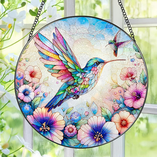 Stained Glass Window Hanging, Pauyadu Hummingbird Sun Catchers, Stained Glass Suncatcher