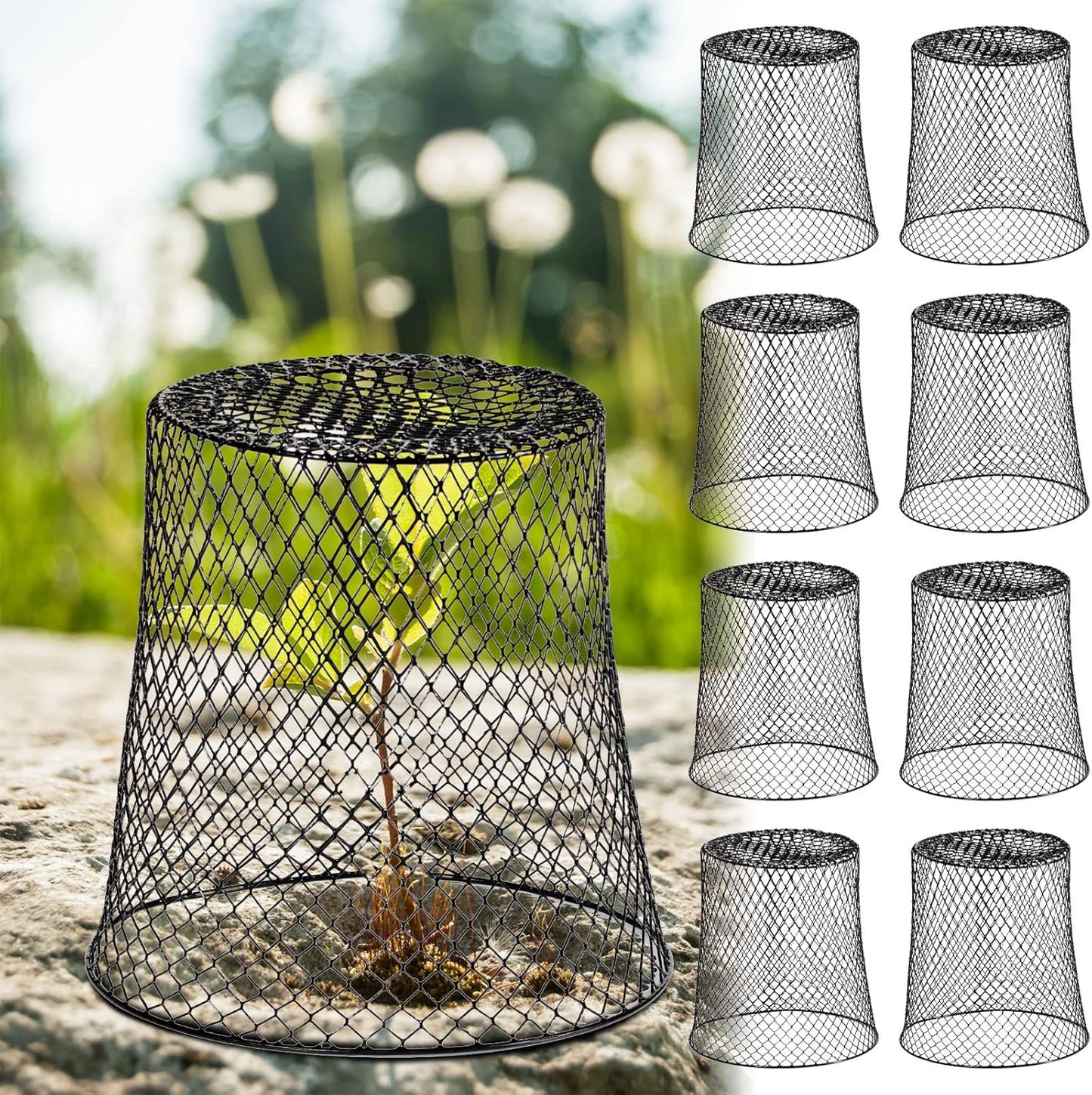 10 Pcs 8inch Chicken Wire Plant Covers Wire Garden Cloches Chicken Wire Cloche Plant Protector Metal Heavy Duty Garden Plant Cloche for Keeping Bunnies Chicken Squirrels Birds Other Out