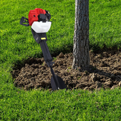 52CC 2 Stroke Tree Digger Machine Garden Planting Shovel Gas Powered Handheld Trencher Digger Excavator Post Hole Digger for Planting, 1.9KW 1500BPM Air-Cooled