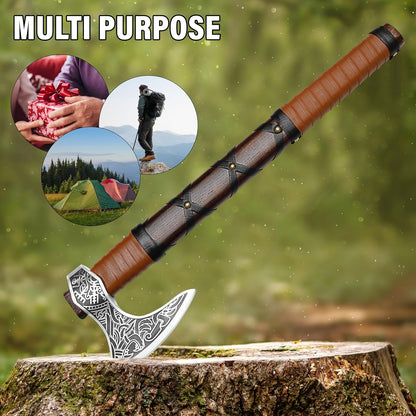 SHINY CRAFTS-Axes Viking Axe Hatchet Norse Axe Best Tomahawk Viking Bearded Axe- Beautiful Camping Axe Best Gift for Him with Leather Sheath (VBA 15A)
