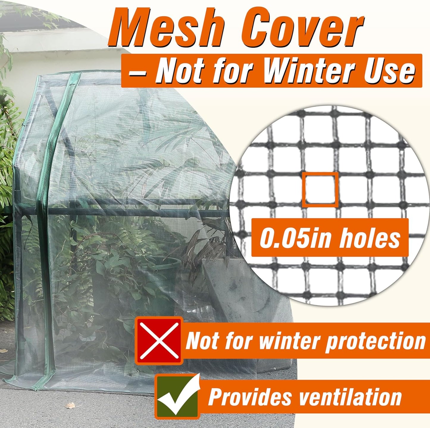 Gardzen Mini Greenhouse with Mesh Cover, Portable Outdoor Greenhouse, Enhanced Ventilation, Ideal for Spring, Summer & Fall 36.2"(L) x53.3(W) x66.1(H)