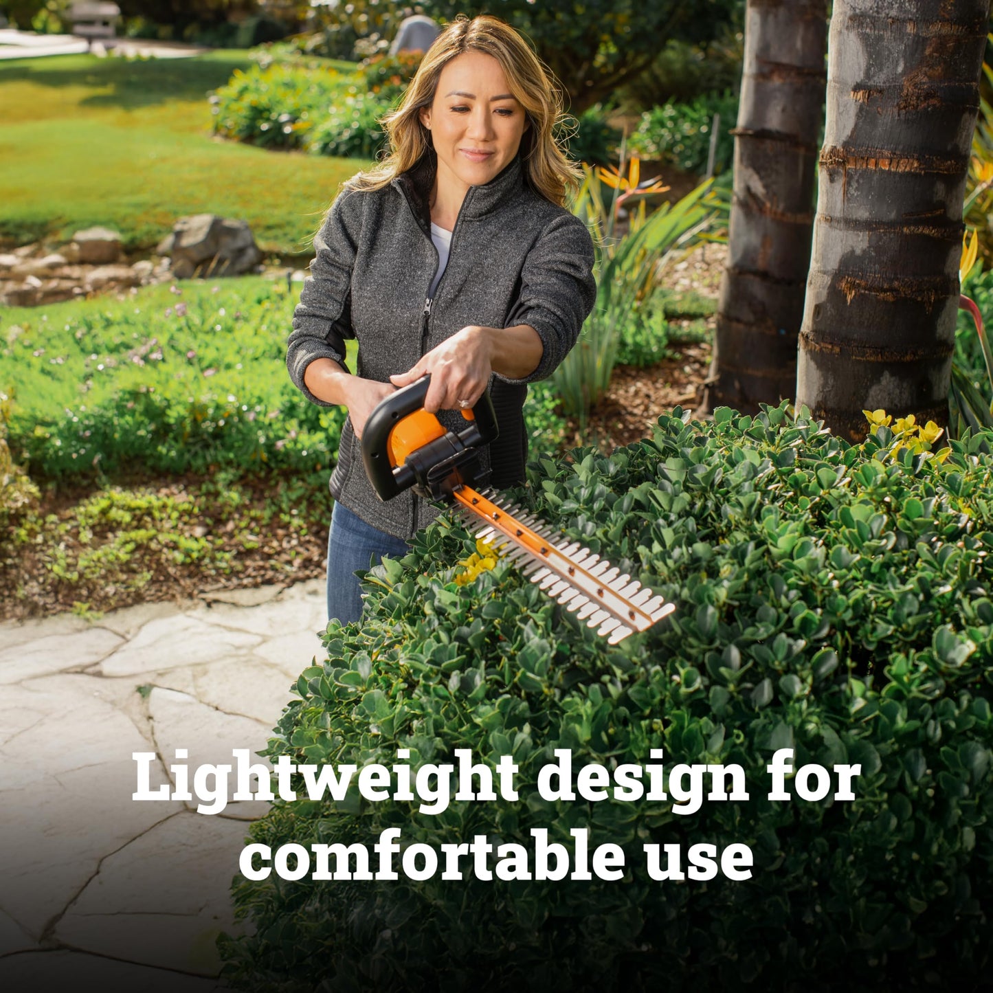 WORX 22" Cordless Hedge Trimmer, Electric Hedge Trimmer with Dual-Action Blades, Lightweight Bush
