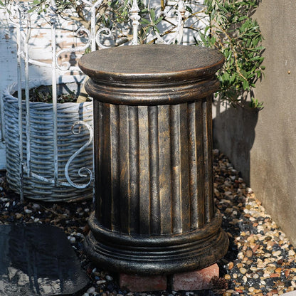 Decorative Roman Column Pedestal, Black Bronze, MGO Cement with Fiber, Classical Garden Pillar, Indoor Outdoor Decor, 19.7inch Height, Wrap Foam Safely Delivered from Local Warehouse