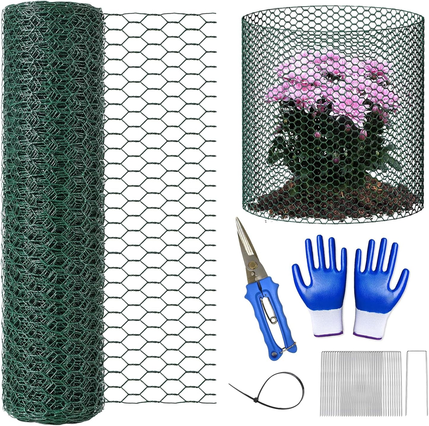 32.8Ft x 16In Plant Protectors from Animals, Metal Plant Chicken Wire Cages Covers Garden Netting for Outdoor Plants to Keeping Rabbits Squirrels Chicken Animals Out