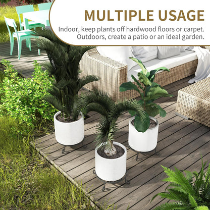 4 Pack 10” Diameter Metal Outdoor Plant Stand Indoor, Black Heavy Duty Potted Holder, Round Anti-Rust Wrought Iron Flower Planter Pot Display Stands for Home Garden