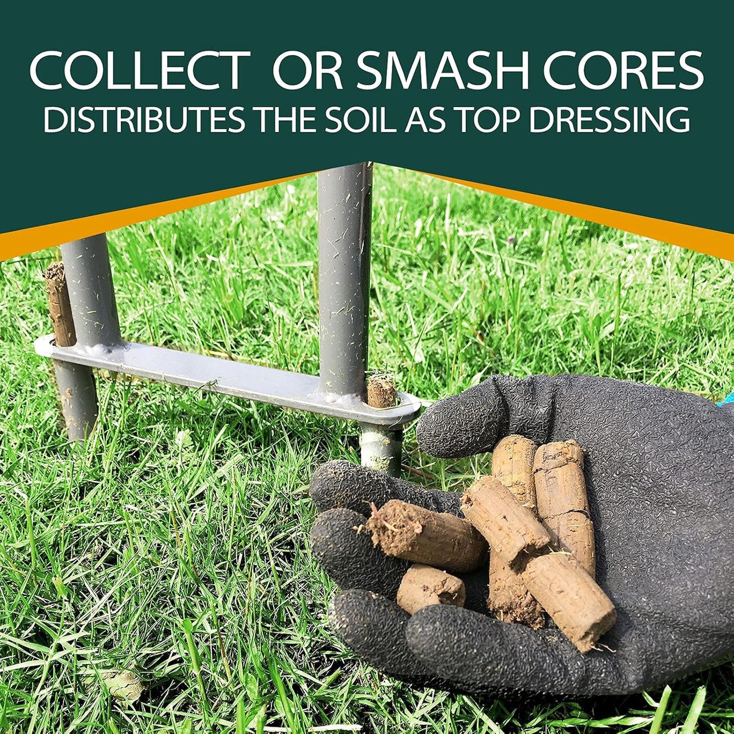 Walensee Lawn Coring Aerator, Manual Grass Dethatching Turf Plug, Core Aeration Tool Heavy Duty Aerator for Compacted Soils and Lawns to Prevent Lawn Run-Off and Soil Compaction