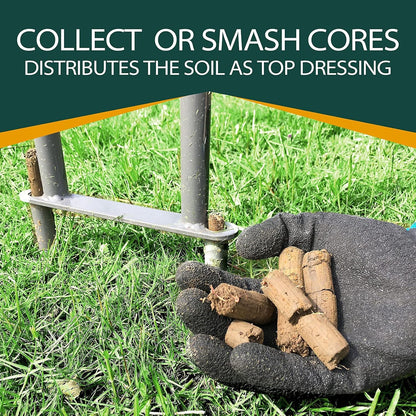 Walensee Lawn Coring Aerator, Manual Grass Dethatching Turf Plug, Core Aeration Tool Heavy Duty Aerator for Compacted Soils and Lawns to Prevent Lawn Run-Off and Soil Compaction