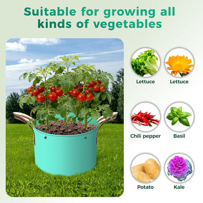 7 Pcs 7 Gallon Potato Grow Bag, PE Garden pots Plant Grow Bag with Branch-Binding Holes and Drain holefor for Vegetables, Strawberries, Flowers
