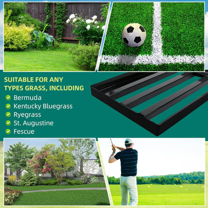 Lawn Leveling Rake 17 x 10 Inch Stainless Steel Heavy Duty Ground Leveler, Flipping-Resistant Smooth Edge, Adjustable Handle 28–60 Inches for Backyard Landscape, Garden, Golf Course, Farm, Pasture.