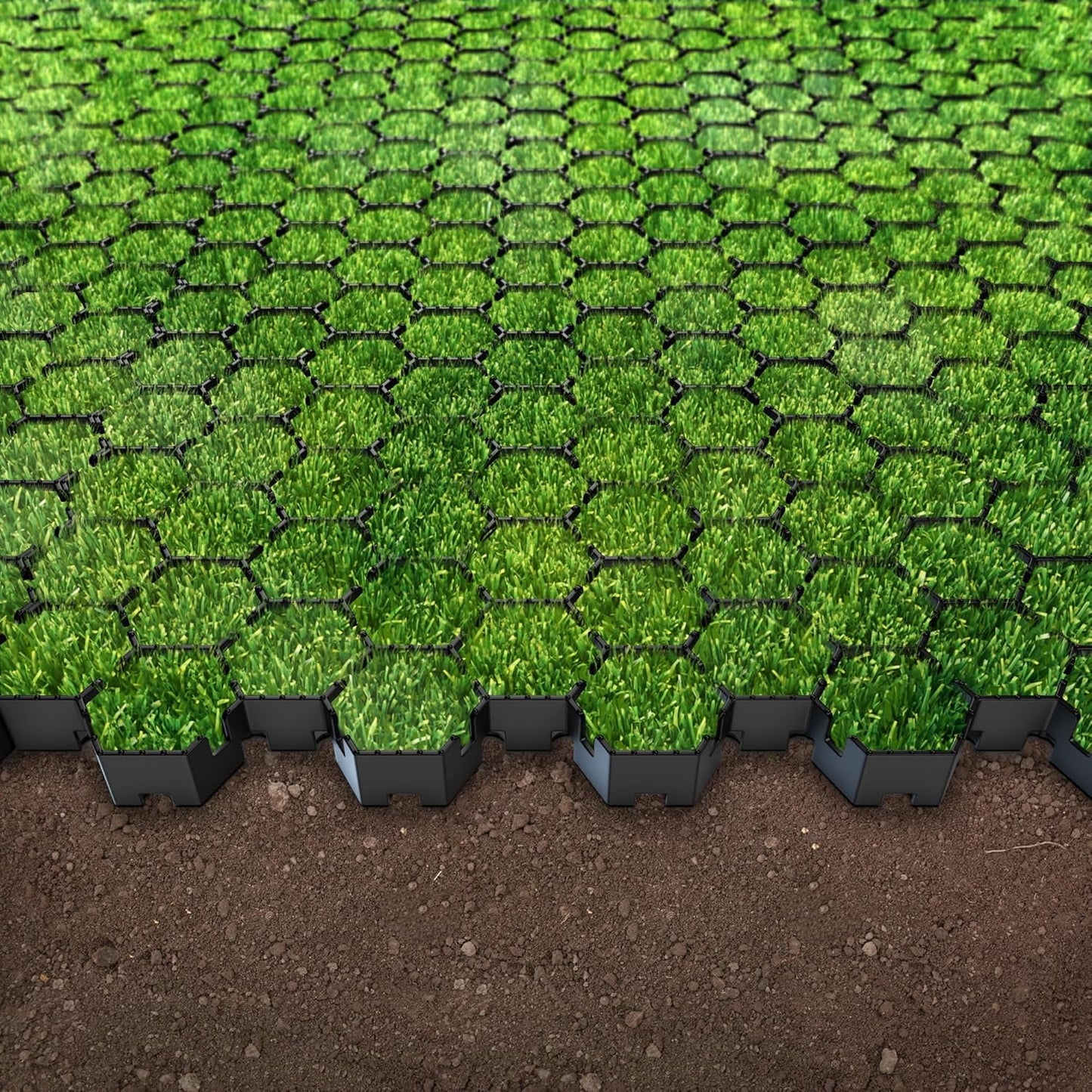 Standartpark Vodaland Permeable Pavers - HexPave Grass & Gravel Permeable Paver System - 100% Recycled PPE Plastic Pavers, Handles 27,000 lbs, 1" Depth, 1450 s.f / 488 Units