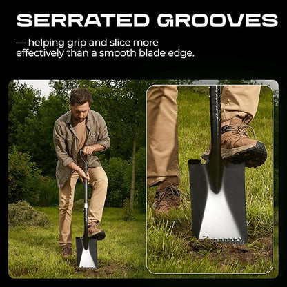 CKG Flat Shovel for Gardening with Carbon Fiber Handle, Heavy Duty Spade Shovel for Digging 43 Inch, Edging Tool for Landscaping and Trenching, Flat