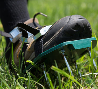 Lawn Aerator Shoes w/Metal Buckles and 3 Straps - Heavy Duty Spiked Sandals for Aerating Your Lawn or Yard