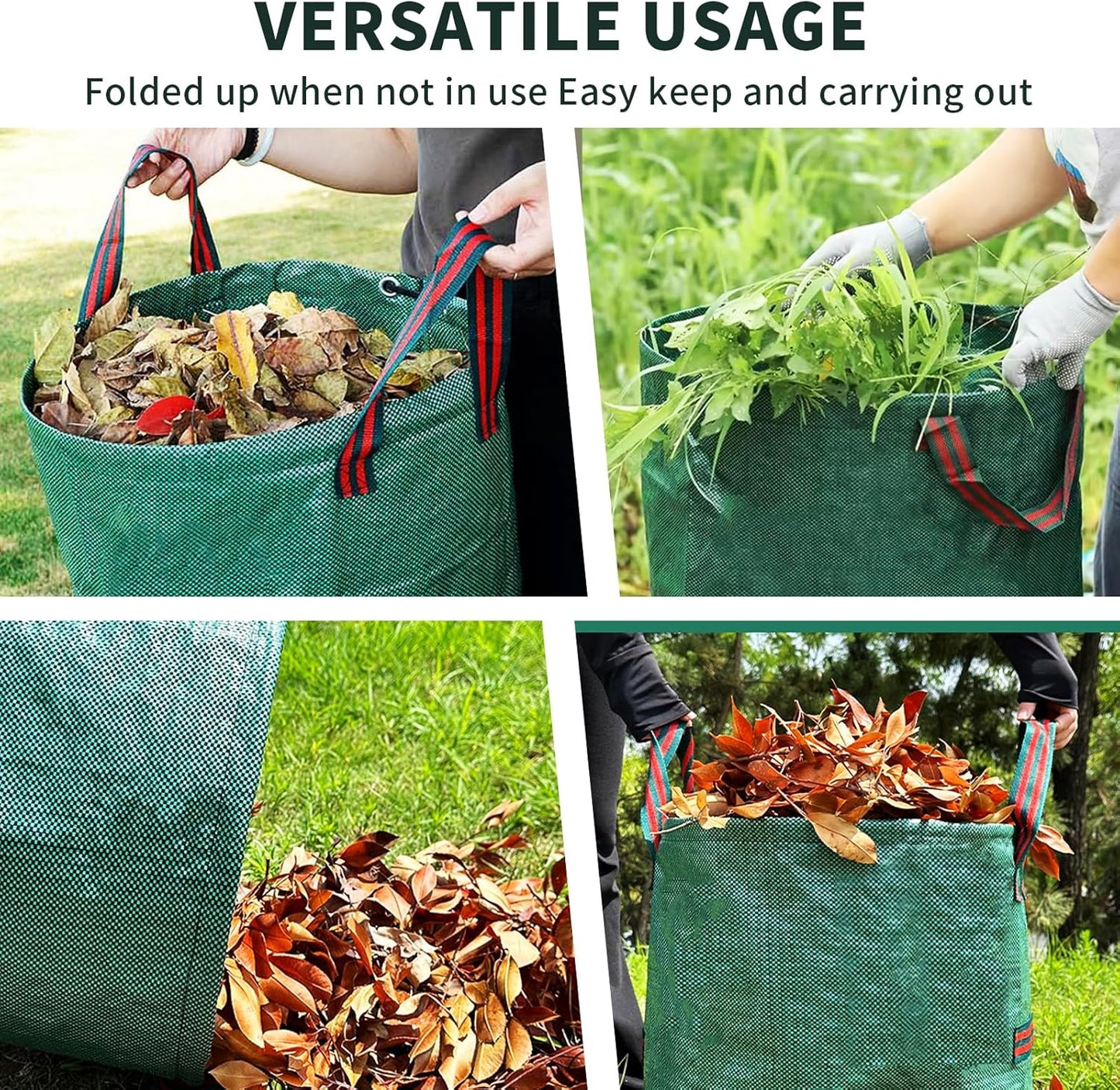 2 Pack Yard Waste Bags 53 Gallon Lawn and Leaf Bags, Reusable Heavy Duty Garden Bags for Collecting Leaves, Waste Container for Clean Up Outdoor Debris Leaves Grass Clippings