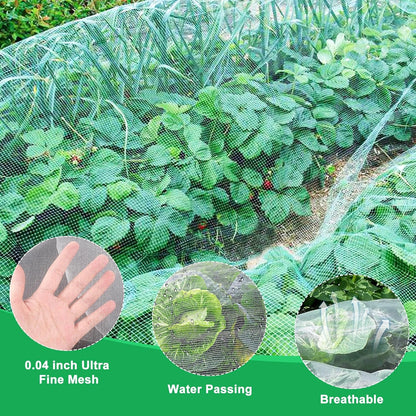 Garden Netting Pest Barrier, 10 X 50FT Insect Netting for Garden Raised Beds, Garden Bug Netting Plant Mesh for Blueberry Bushes, Figs, Plants, Vegetables Protection