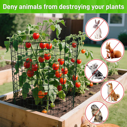 16 Pack Plant Protectors from Animals, 13.8"x 12" Wire Plant Protector, Wire Cages for Plants with Stakes and Cable Ties, Metal Plant Cages for Plants, Vegetables, Flowers
