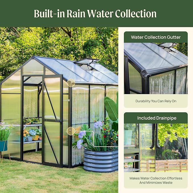 Vego Garden Junior Victorian Greenhouse 6.5 ft – Durable Aluminum Frame with Polycarbonate Panels – All-Season Greenhouse for Backyard or Patio