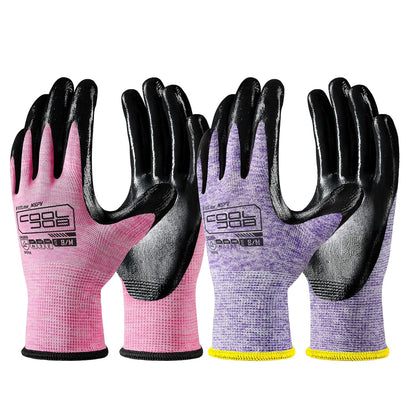 COOLJOB 20 Pairs Nitrile Dipped Rubber Coated Safety Work Gloves with Grip, Non-slip Bulk Gardening Roofing Gloves for Ladies Women, Oil-resistant Gear for Package Handler, Warehouse Worker, Small
