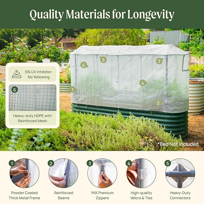 Vego garden Frost Greenhouse Cover System for 4.0' x 8.0' (10 in 1) Garden Bed(No Frame)