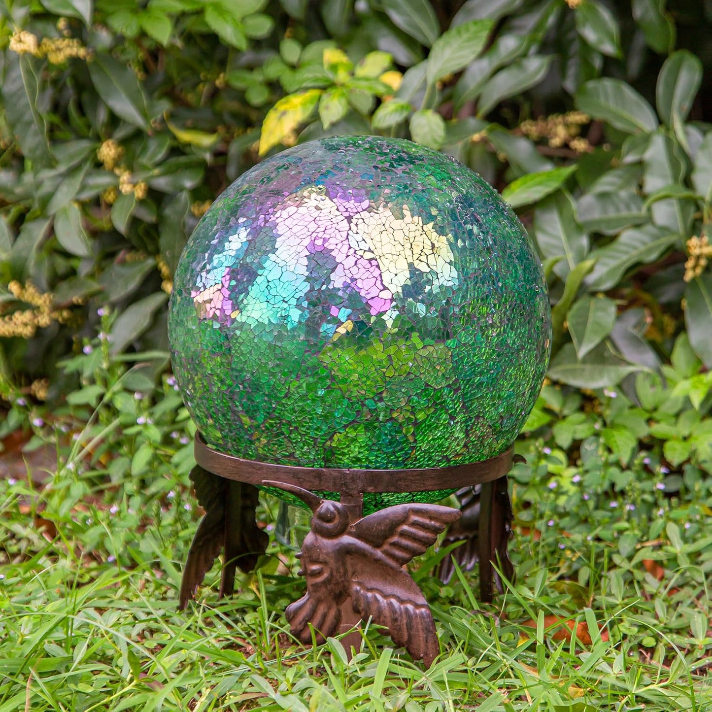 Topadorn Metal Gazing Ball Stand Garden Hardware Metal Stand for 10" or 12" Gazing Globes,Hummingbird