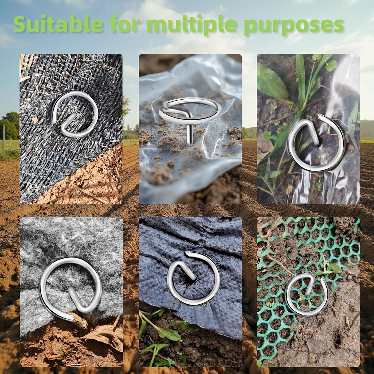 120Pcs Thick 8 Gauge 0.16 in Circle Top Landscape Fabric Pins Hard Holding,6 Inch Galvanized Landscape Fabric Stakes, for Tent, Weed Barrier Fabric, Plant Cover,Landscape Pins Stronger Not Easy Bend