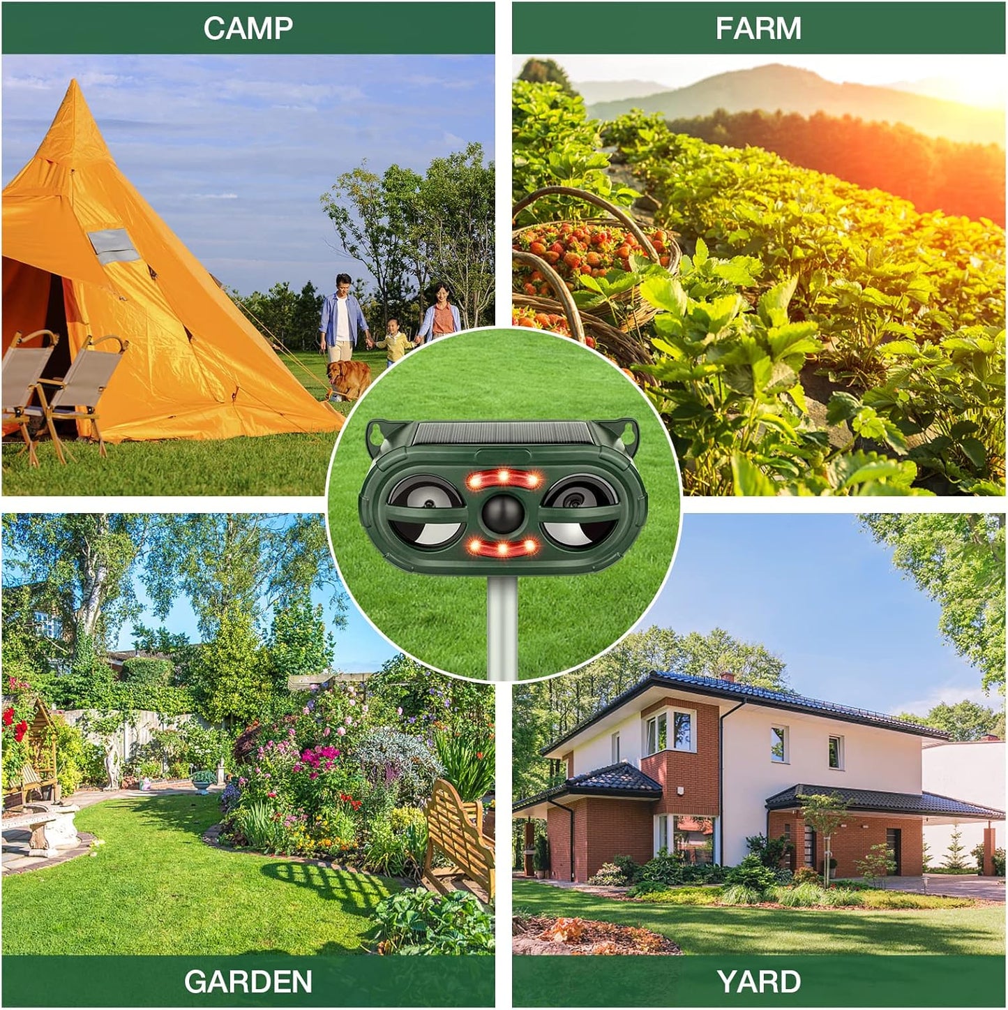 Ultrasonic Animal Repeller,Solar Pest Animal Repellent,Squirrel Repellent,Animal Deter Devices Outdoor,Cat Repellent Outdoor with Motion Sensor & Flashing Light for Yard（2 Pcs）