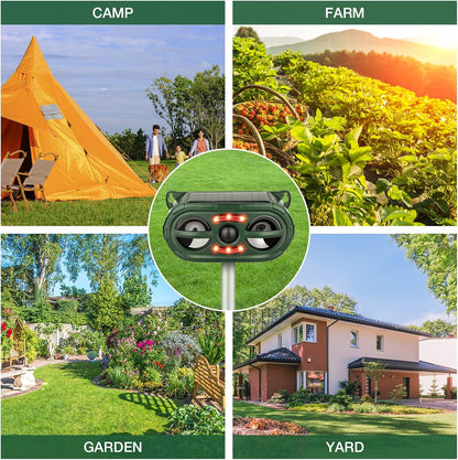 Ultrasonic Animal Repeller,Solar Pest Animal Repellent Outdoor,Squirrel Repellent,Animal Deter Devices Outdoor,Cat Repeller with Motion Sensor & Flashing Light (1 Pcs)
