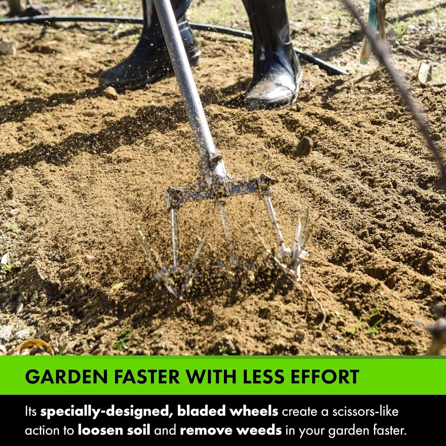 Yard Butler- Rotary Cultivator - Durable Garden Cultivator for Healthy Soil - Customizable Tiller to Meet Garden & Lawn Needs - Ergonomic Gardening Tool Design - Standard Packaging