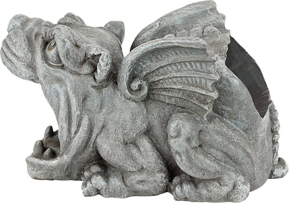 Design Toscano Roland the Gothic Gargoyle Gutter Guardian Rain Downspout Extension Outdoor Statue, 10 Inch Long, Cast Stone Resin, Grey Stone Finish