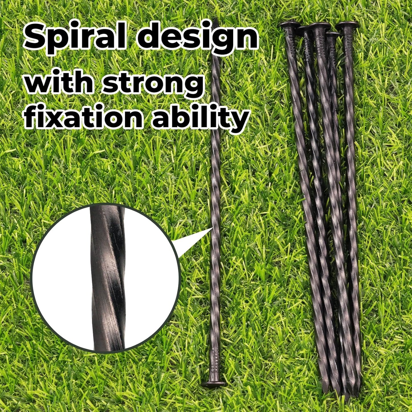 9-Inch Black Spiral Metal Landscapes Spikes, 100 Pcs Heavy Duty Garden Stakes for Paver Edging, Weed Barriers, Camping Tent, Artificial Turf, Etc