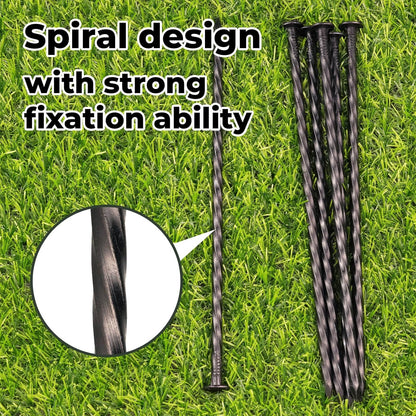 9-Inch Black Spiral Metal Landscapes Spikes, 100 Pcs Heavy Duty Garden Stakes for Paver Edging, Weed Barriers, Camping Tent, Artificial Turf, Etc