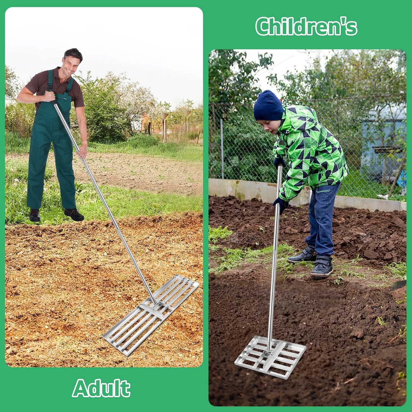 Lawn Leveling Rake(3 Packs) Yard Leveling Rake Suit,Heavy Duty Effort Saving Lawn Level Tool,36"x10"x75" Heavy-Duty All Stainless Steel Lawn Leveler（1 Pack,15"x10"x 50"Lawn Leveler Tool（2Packs）