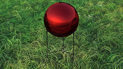 Lulu Decor, Red Stainless Steel Gazing Mirror Ball Size 12 with Stand