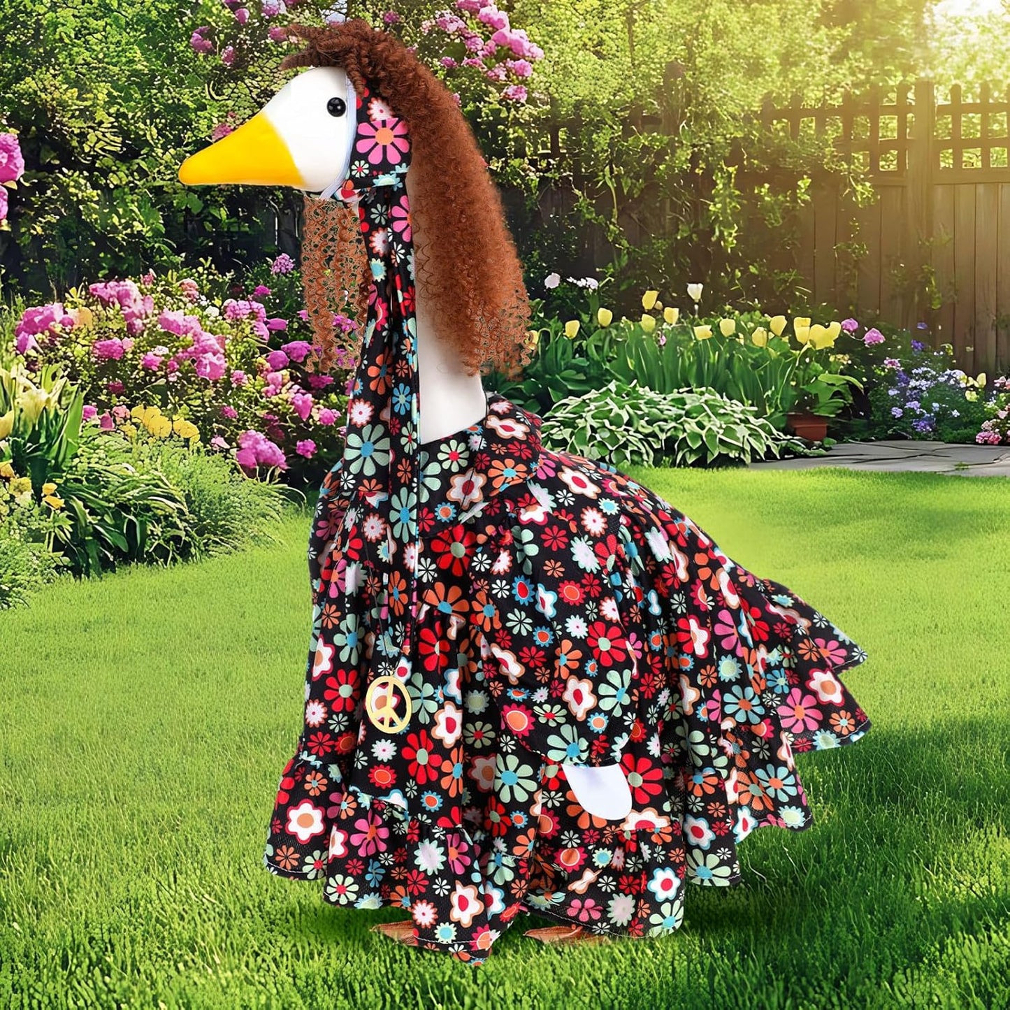 Outus Halloween Hippie Goose Outfits Funny Hippie Outfit for Porch Goose 23 Inch Holiday Lawn 70s Geese Cloth for Halloween Vintage 70s Parties Yard Garden Outdoor Decor