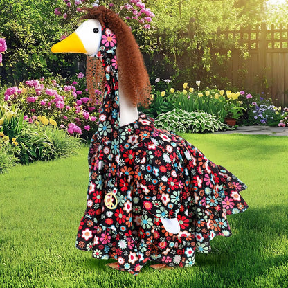 Outus Halloween Hippie Goose Outfits Funny Hippie Outfit for Porch Goose 23 Inch Holiday Lawn 70s Geese Cloth for Halloween Vintage 70s Parties Yard Garden Outdoor Decor