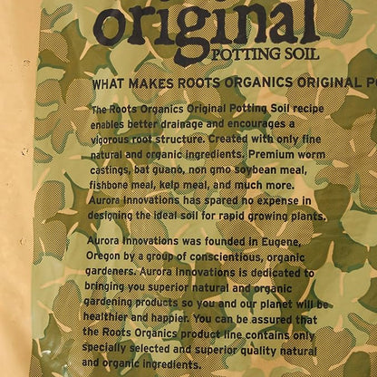 Roots Organics Original Potting Soil, Organic Growing Media with Mycorrhizae.75 Cubic Foot Plant-in-Bag