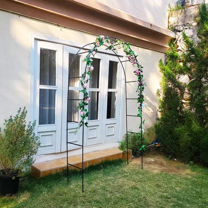 Green Iron Pergola Arbor Practical, 7.9 Feet High x 4.6 Feet Wide, Assemble Easily for Various Climbing Plant Wedding Garden Arch Bridal Party Decoration Wide Arbor