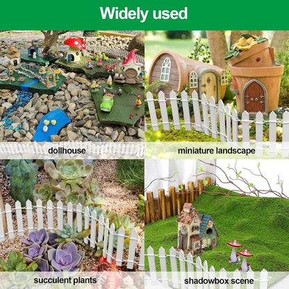 2Pcs Miniature Fairy Garden Fence,DIY Wood Picket Fence Mini Ornament,Home Garden Plant Pot DIY Diorama Project (White,1.96"x 35.4")