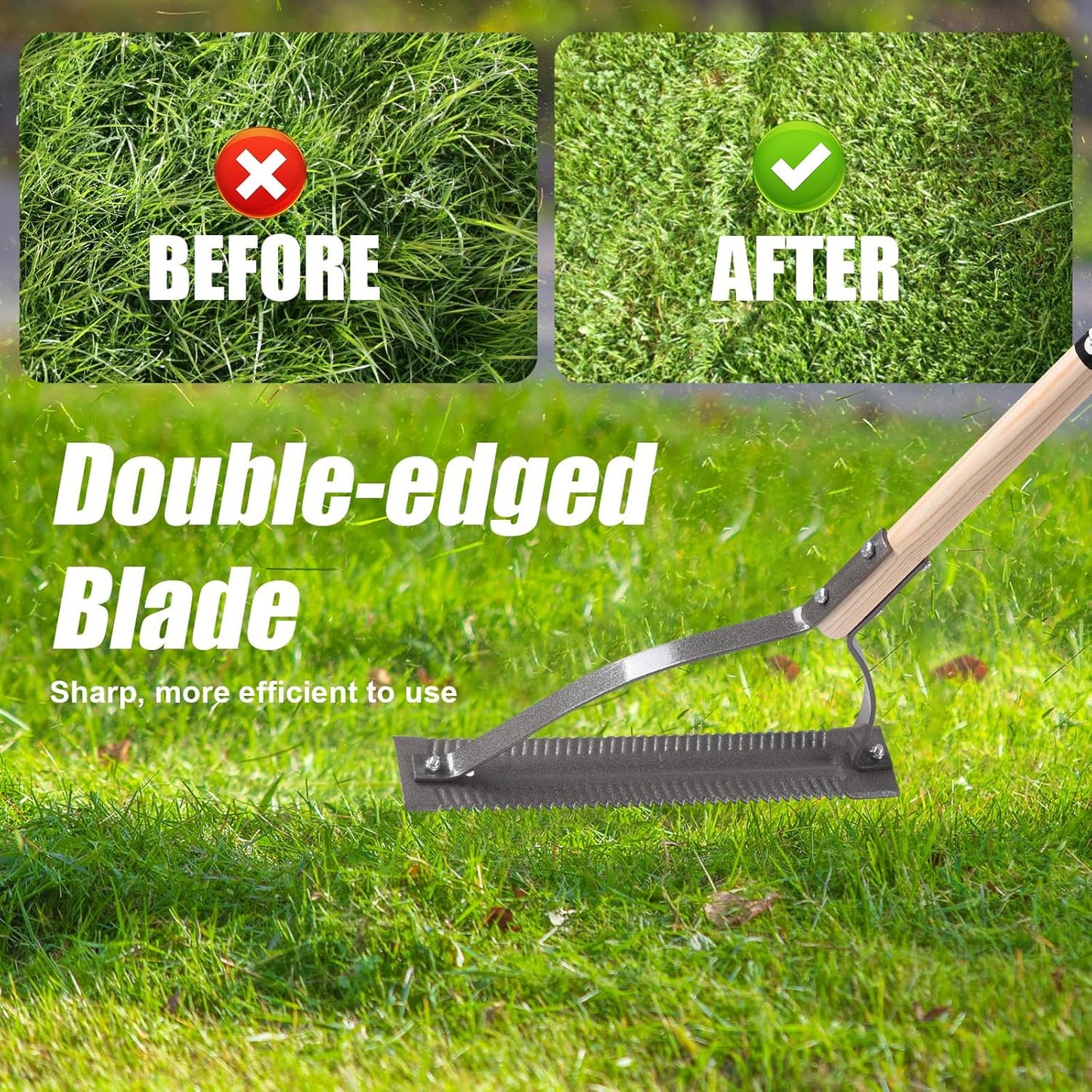 Weed Grass Cutter Manual Weed Wacker Grass Whip Double Serrated Blade Weed Cutter Tool,38 inches