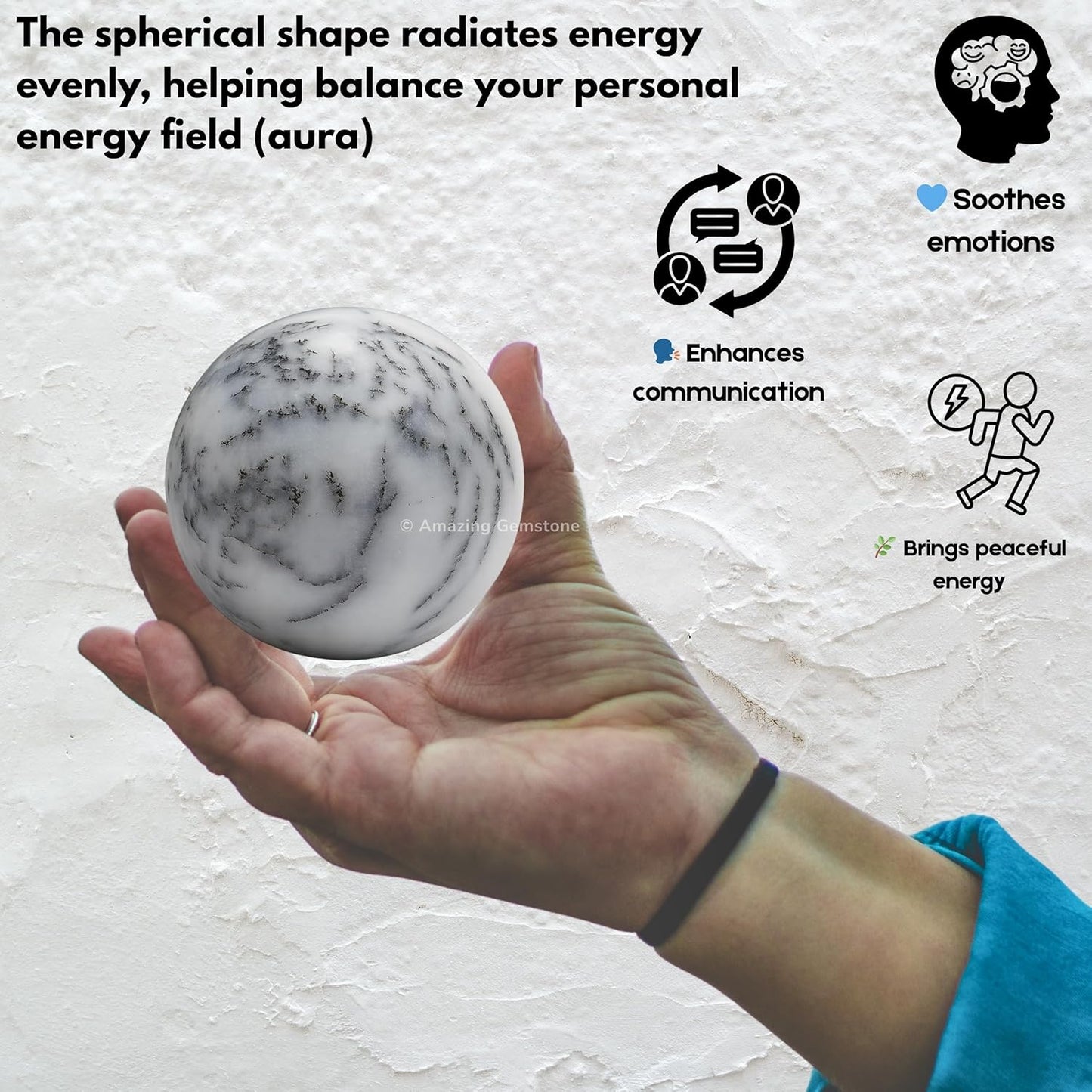 Amazing Gemstone Dendrite Opal Crystal Ball with Stand - 2 Inches Crystal Sphere Meditation Balls for Witchcraft and Decorative Balls