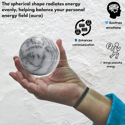 Amazing Gemstone Dendrite Opal Crystal Ball with Stand - 2 Inches Crystal Sphere Meditation Balls for Witchcraft and Decorative Balls