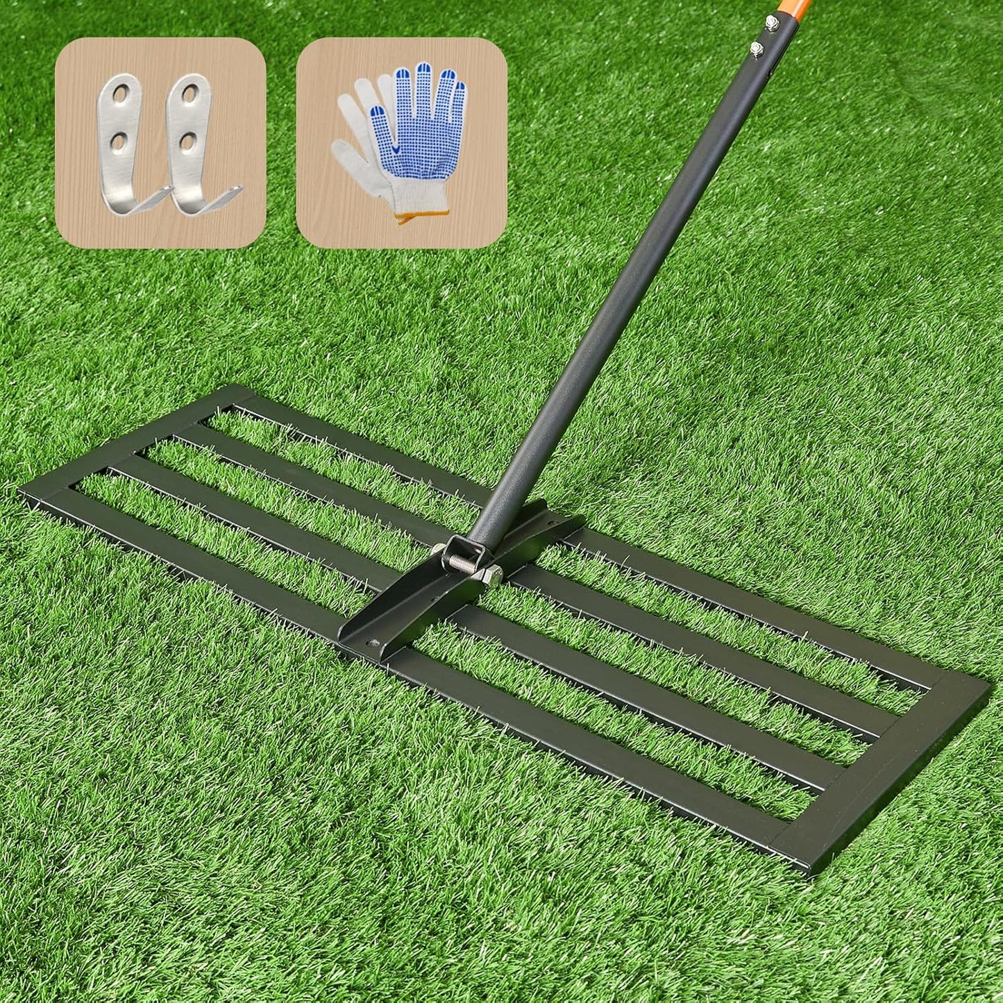 Lawn Leveling Rake 30"x10", Heavy-Duty Stainless Steel Yard Leveling Rake, Professional Soil Leveling Tool for Pastures, Golf Lawns, Gardens, Yards (Black)
