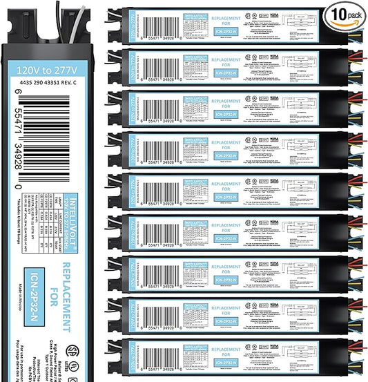 OHLECTRIC 10 Pack - Replacement for ICN2P32-SC 1&2 Lamp - T8 Fluorescent Ballast, Electronic
