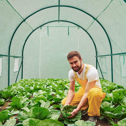 12×7×7 FT Greenhouses for Outdoors Heavy Duty, Large Walk in Green Houses for Outside with 6 Ventilated Mesh Windows & Roll-up Door & Reinforced Frame