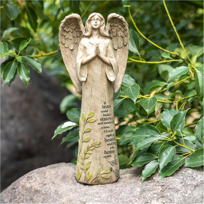 DUSVALLY Angel Garden Statues Outdoor Resin Statue Decoration, Praying Commemorating Memorial Decor, Healing Angel Gifts, 13 inches