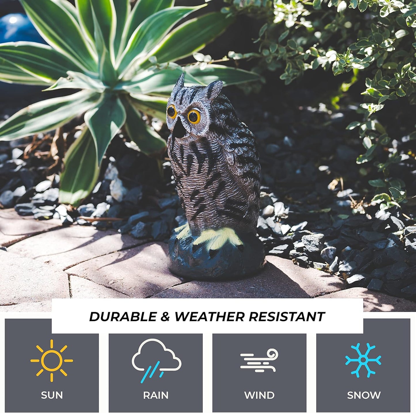 Galashield Owl Decoy to Scare Birds Away | Plastic Owls to Scare Birds Away | Owl Statue for Garden & Outdoors