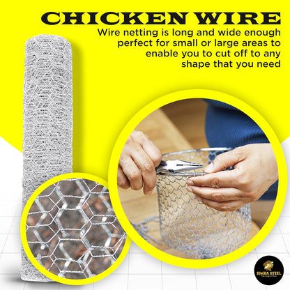 Chicken Wire 60 in x 150 FT x 2” Mesh x 20GA | Poultry Wire Netting | Hot Dipped Galvanised | Hexagonal Galvanized Mesh for Chicken Coop, Rabbit Cage, Fence Barrier PM60x150x2